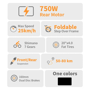 Elekwheels E5 Fat Tire Vollgefedertes faltbares Elektrofahrrad