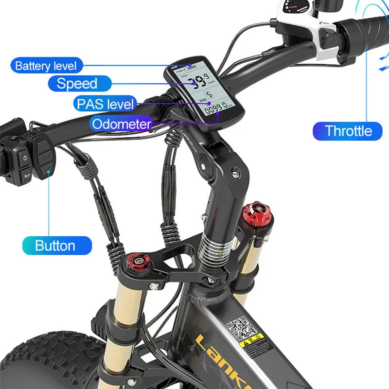 Vélo électrique pliable à gros pneus LANKELEISI X3000Plus-Up pour la neige
