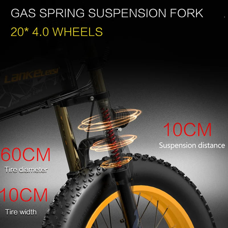 Vélo électrique pliable à gros pneus LANKELEISI X3000Plus-Up pour la neige